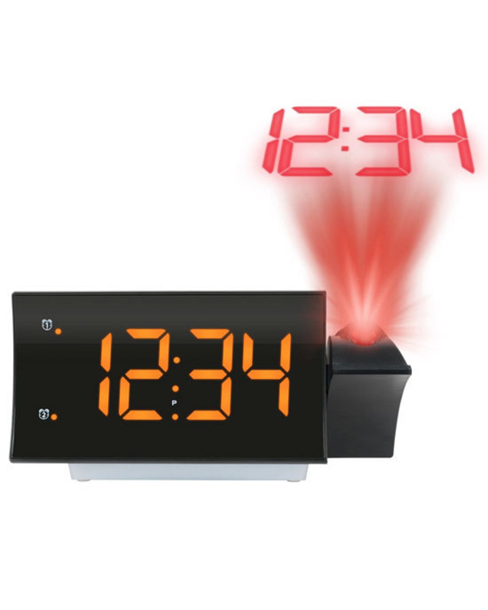 81783957 Curved LED Projection Alarm Clock with Radio La Crosse